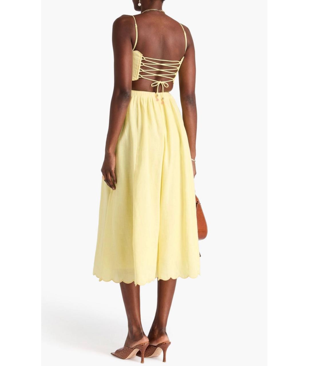 ZIMMERMANN Желтое льняное коктейльное платье, фото 3