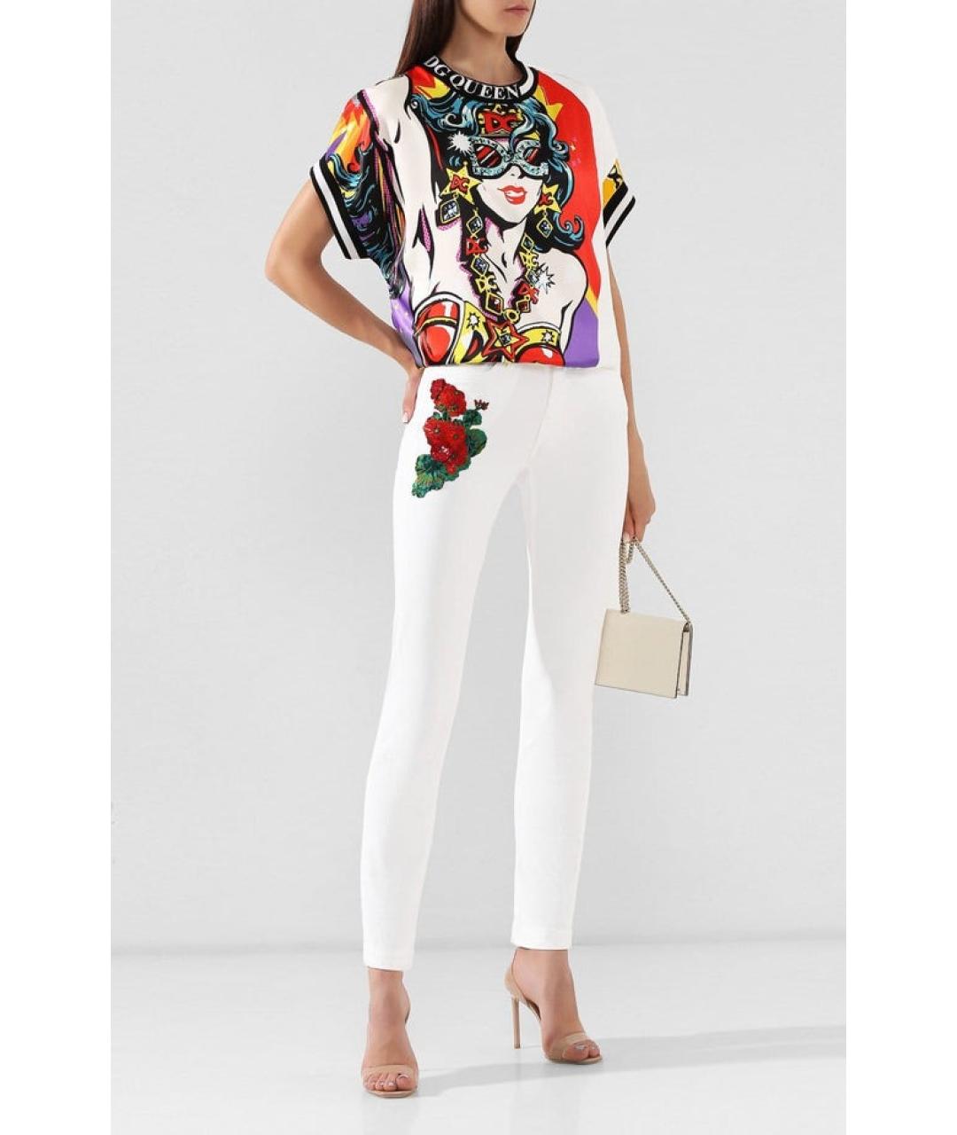 DOLCE&GABBANA Белые хлопко-эластановые джинсы слим, фото 2