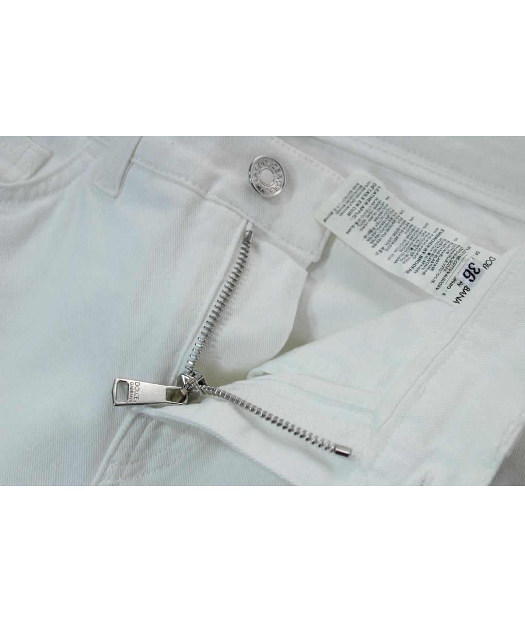 DOLCE&GABBANA Белые хлопко-эластановые джинсы слим, фото 6