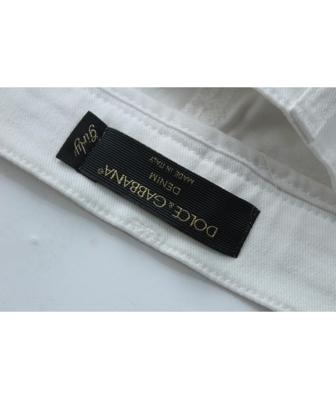 DOLCE&GABBANA Белые хлопко-эластановые джинсы слим, фото 8