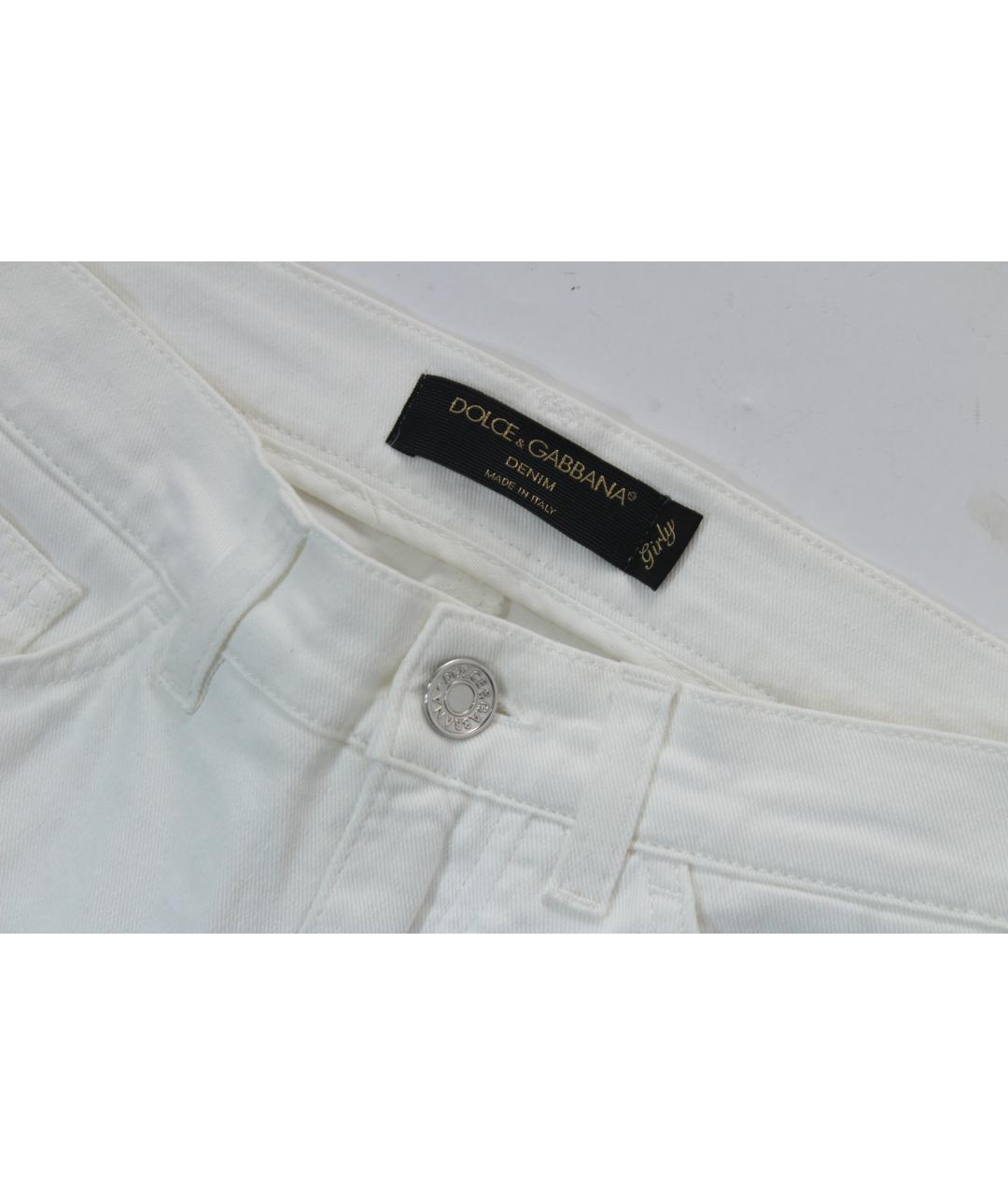 DOLCE&GABBANA Белые хлопко-эластановые джинсы слим, фото 5
