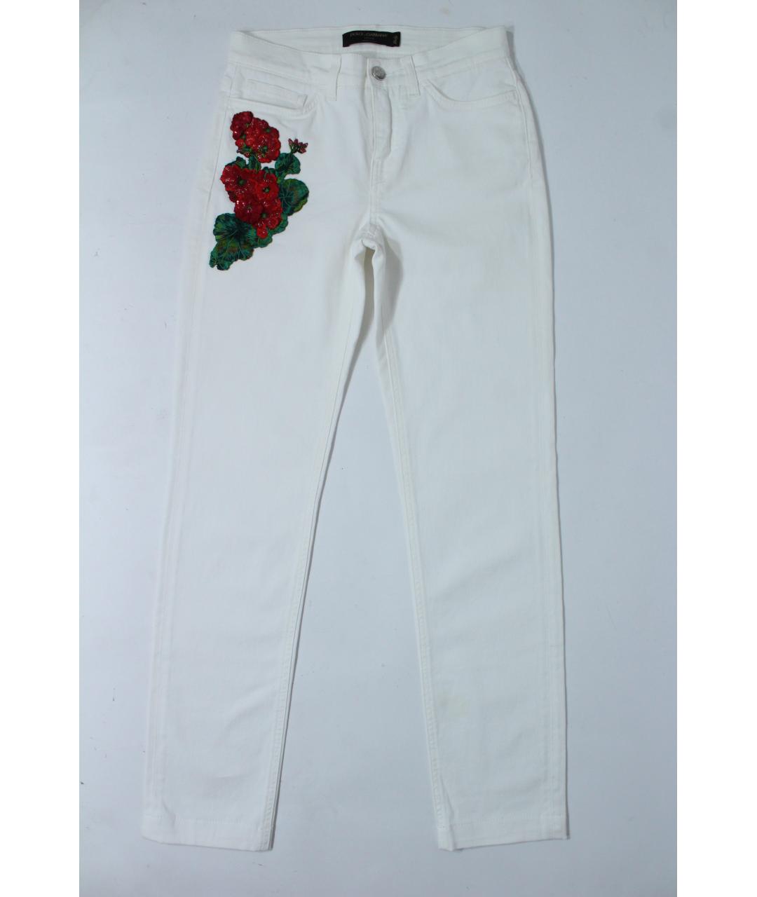 DOLCE&GABBANA Белые хлопко-эластановые джинсы слим, фото 10