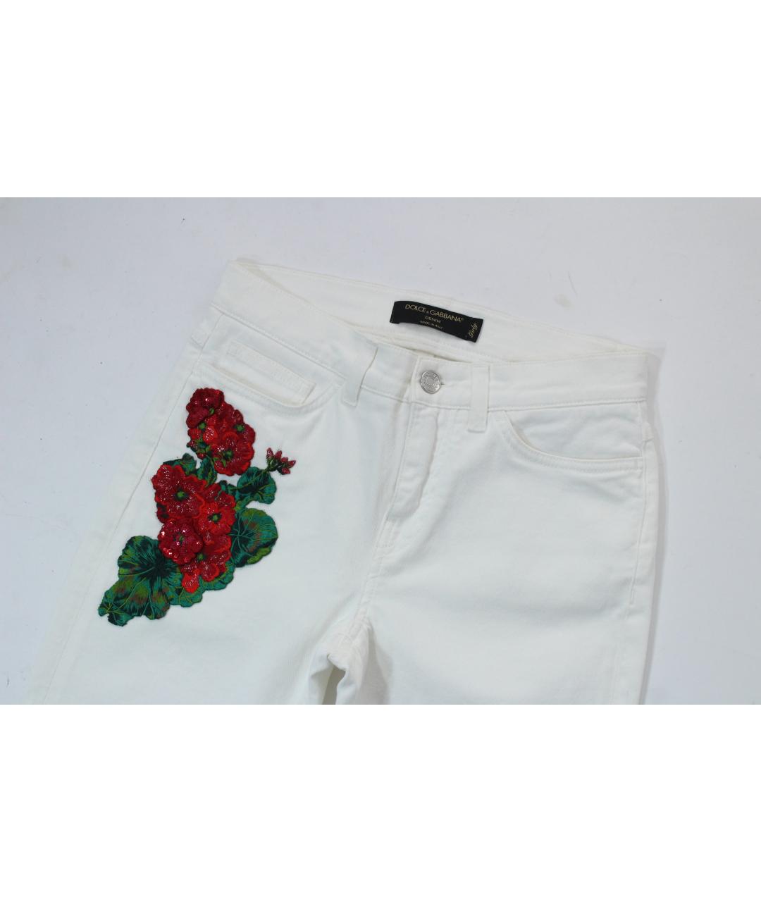 DOLCE&GABBANA Белые хлопко-эластановые джинсы слим, фото 3