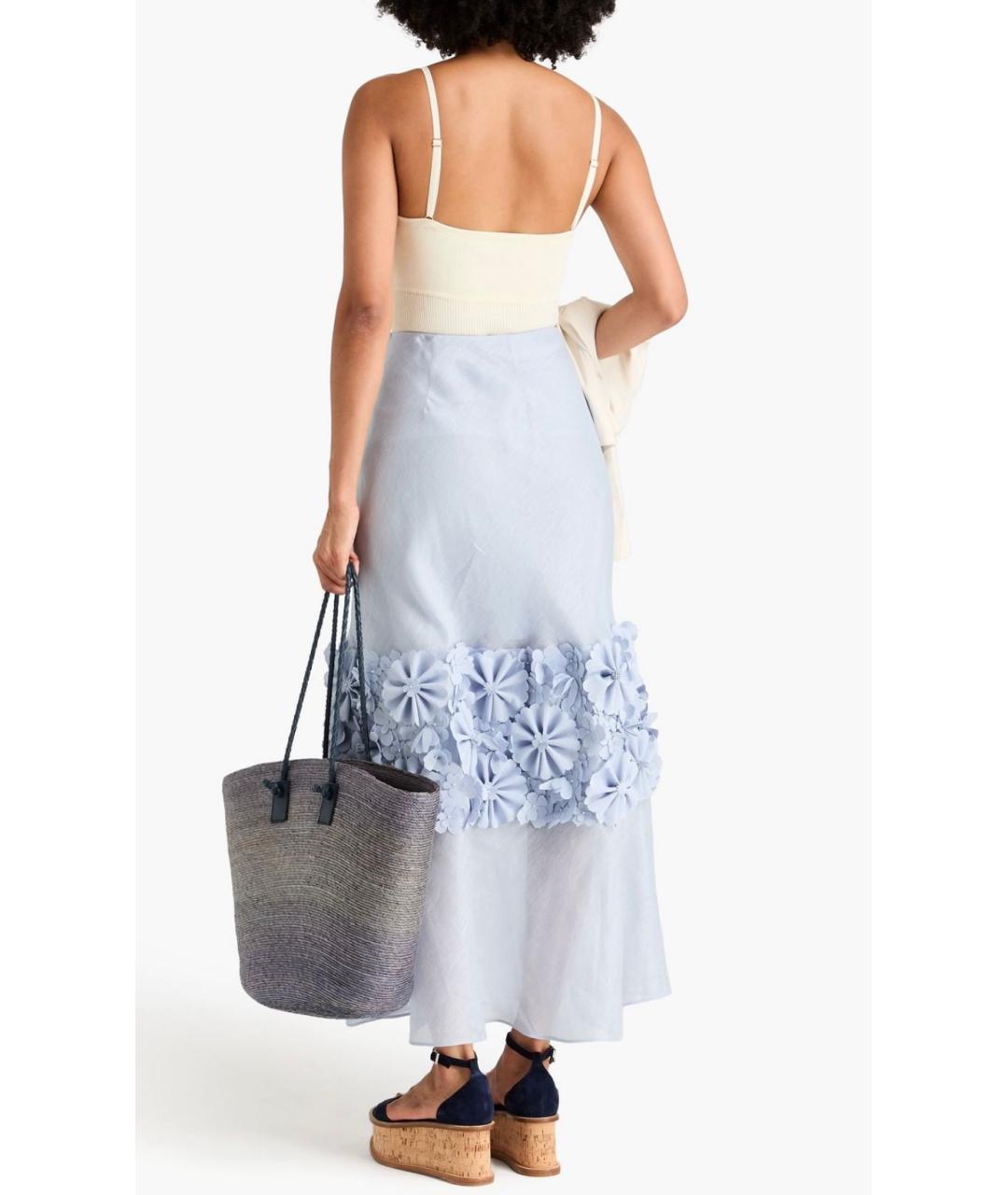ZIMMERMANN Голубая льняная юбка макси, фото 3