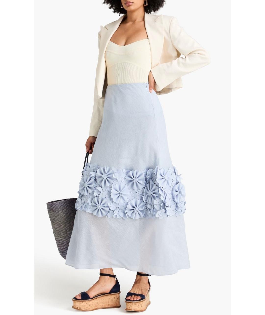ZIMMERMANN Голубая льняная юбка макси, фото 2