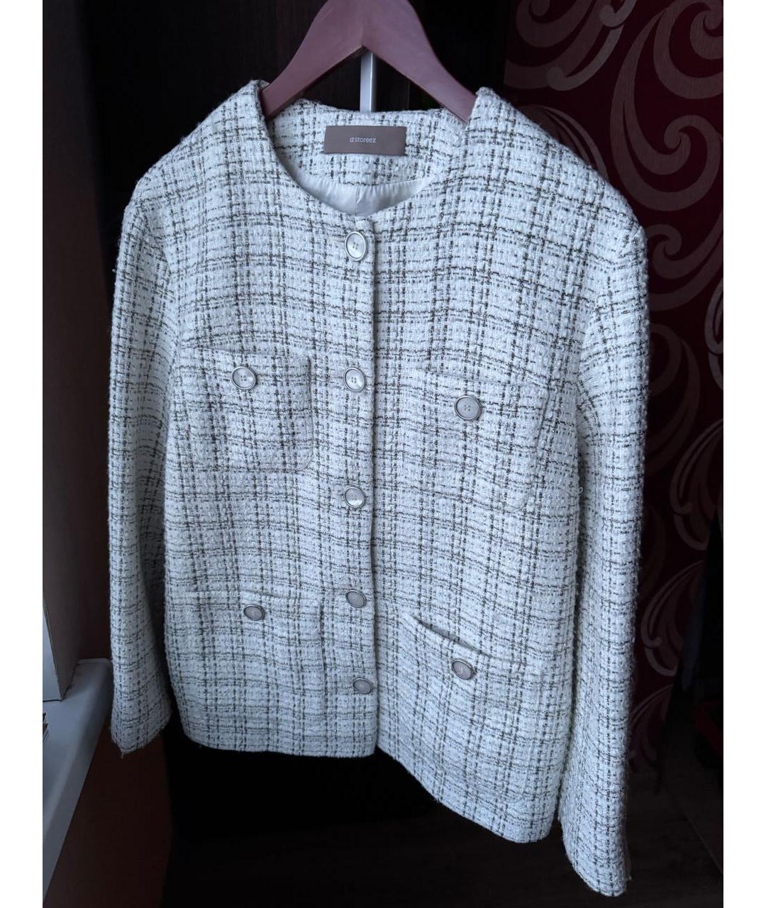 12 STOREEZ Белый твидовый жакет/пиджак, фото 5
