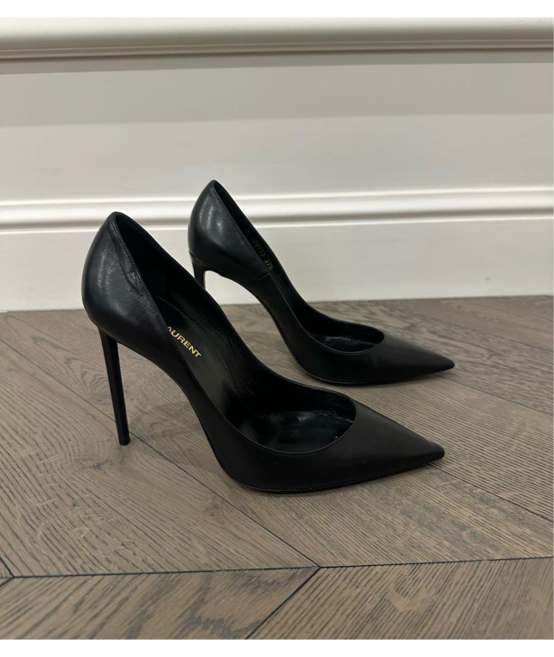 SAINT LAURENT Черные кожаные туфли, фото 2