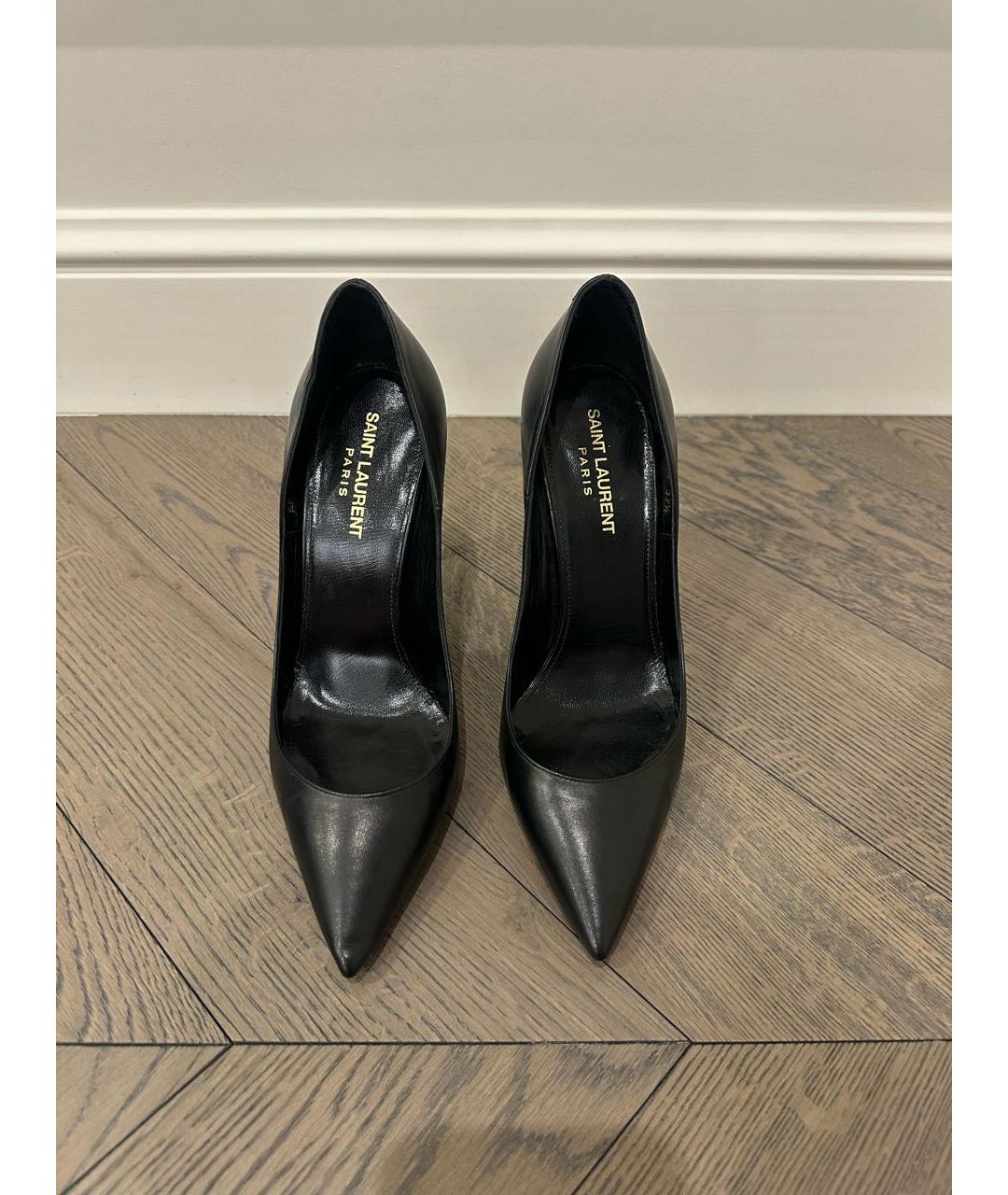 SAINT LAURENT Черные кожаные туфли, фото 4