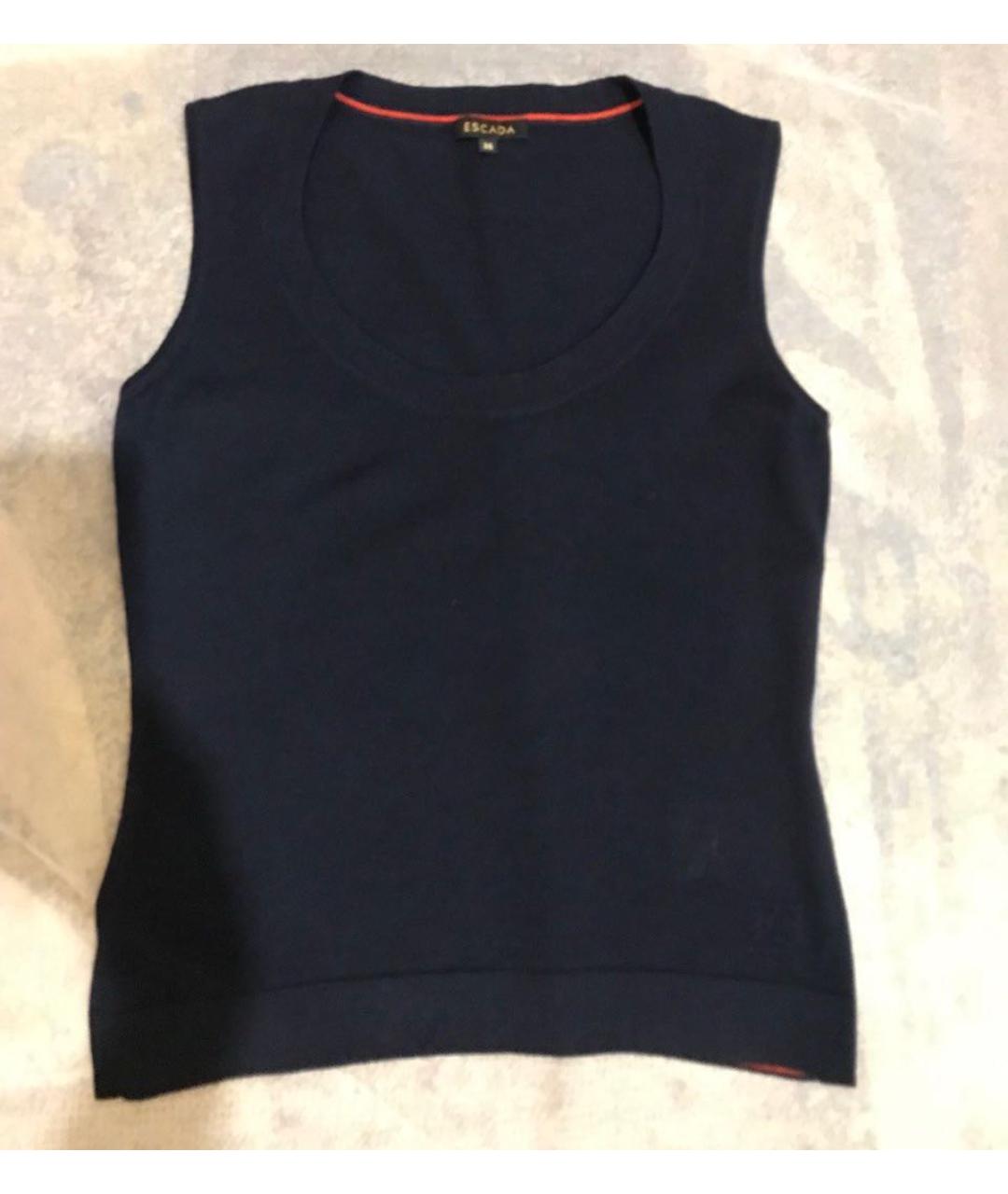 ESCADA Темно-синяя шерстяная майка, фото 5