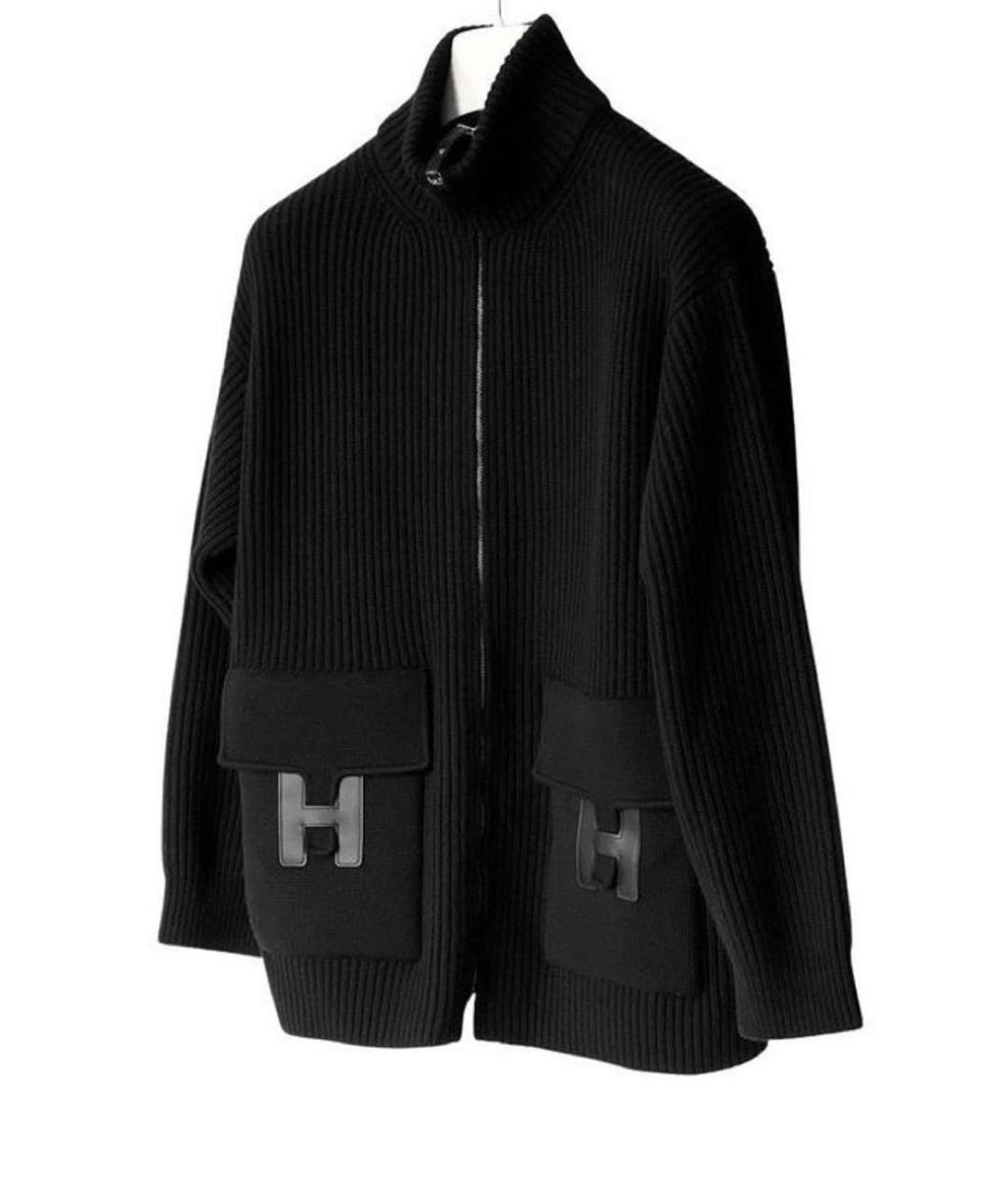 HERMES Черный шерстяной кардиган, фото 1