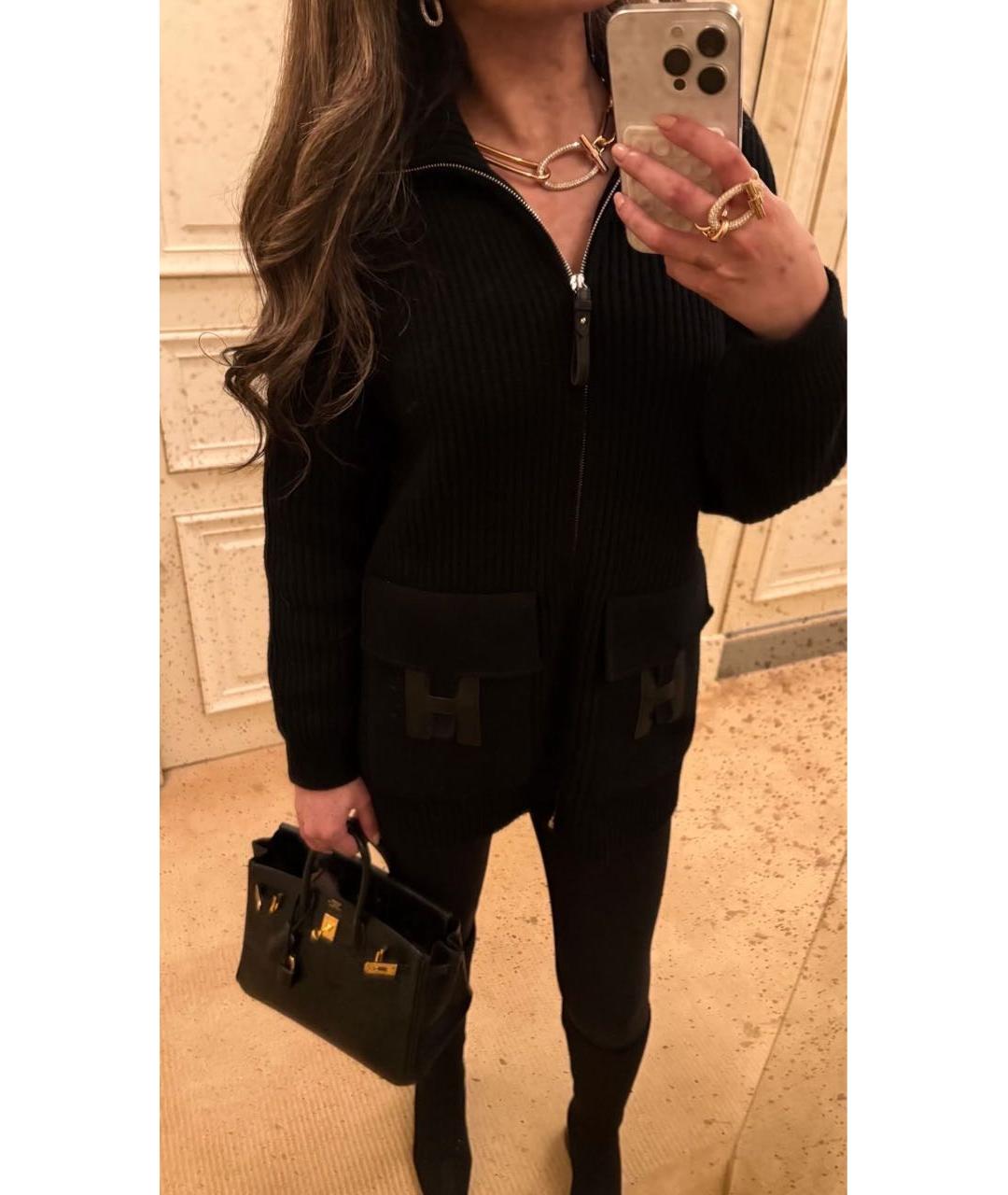 HERMES Черный шерстяной кардиган, фото 3