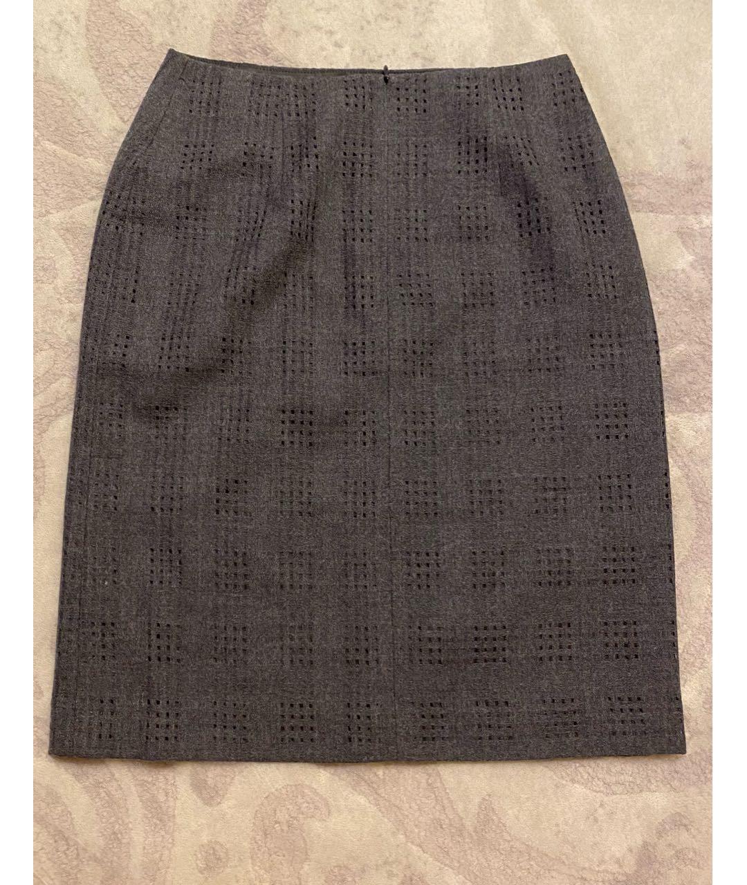 ESCADA Серая шерстяная юбка миди, фото 2