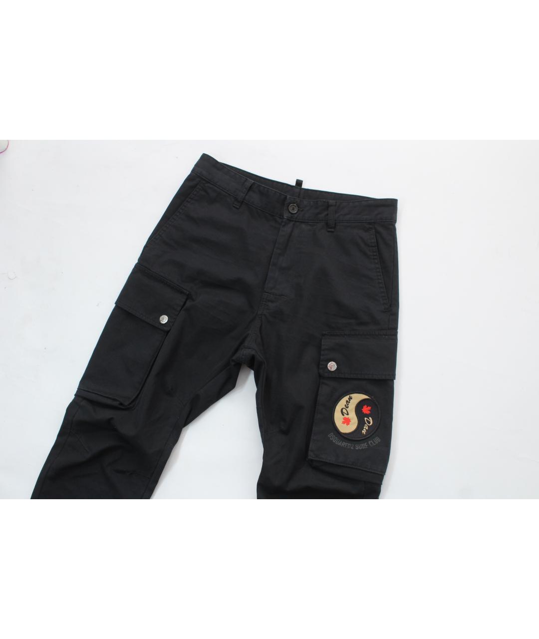 DSQUARED2 Черные хлопковые повседневные брюки, фото 4