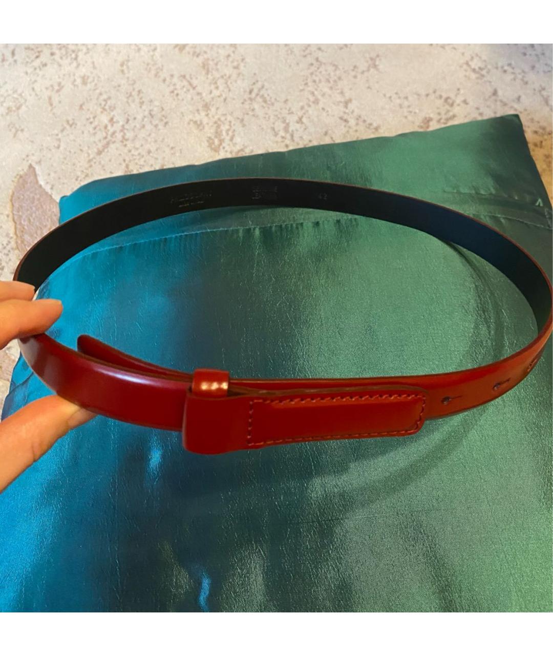 PHILOSOPHY Бордовый кожаный ремень, фото 2