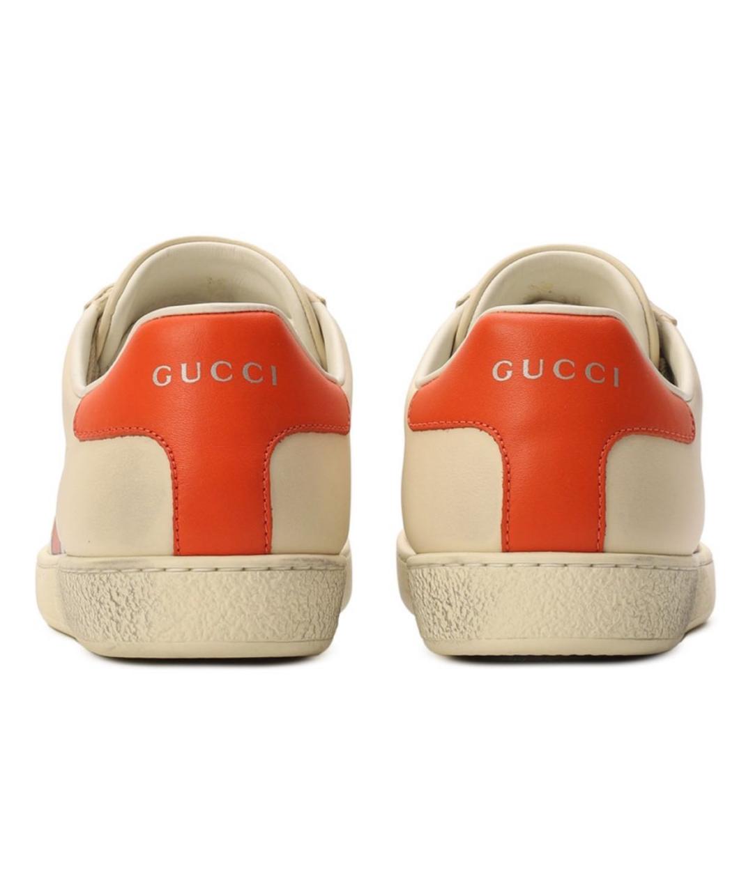 GUCCI Белые кожаные кеды, фото 4