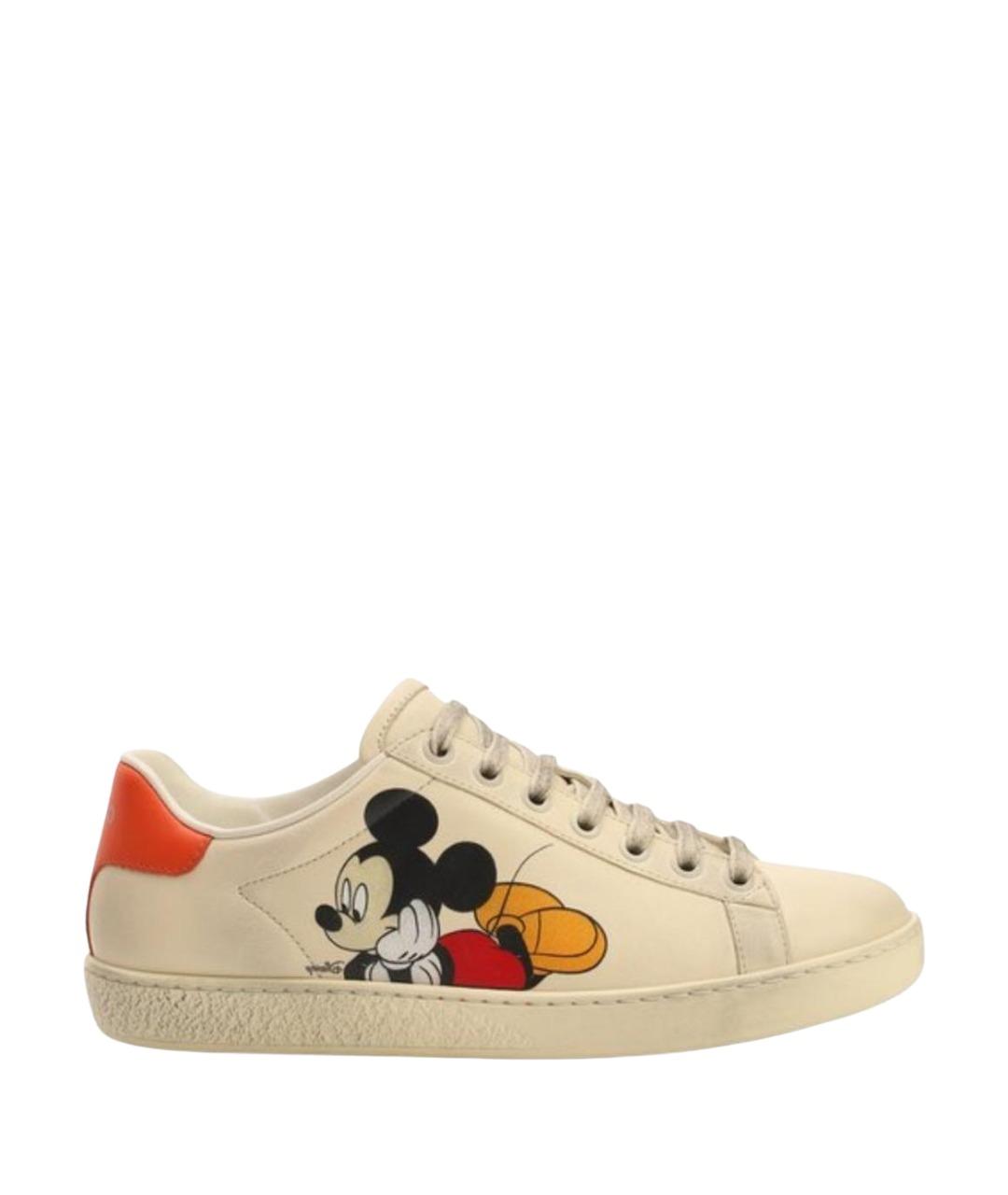 GUCCI Белые кожаные кеды, фото 1