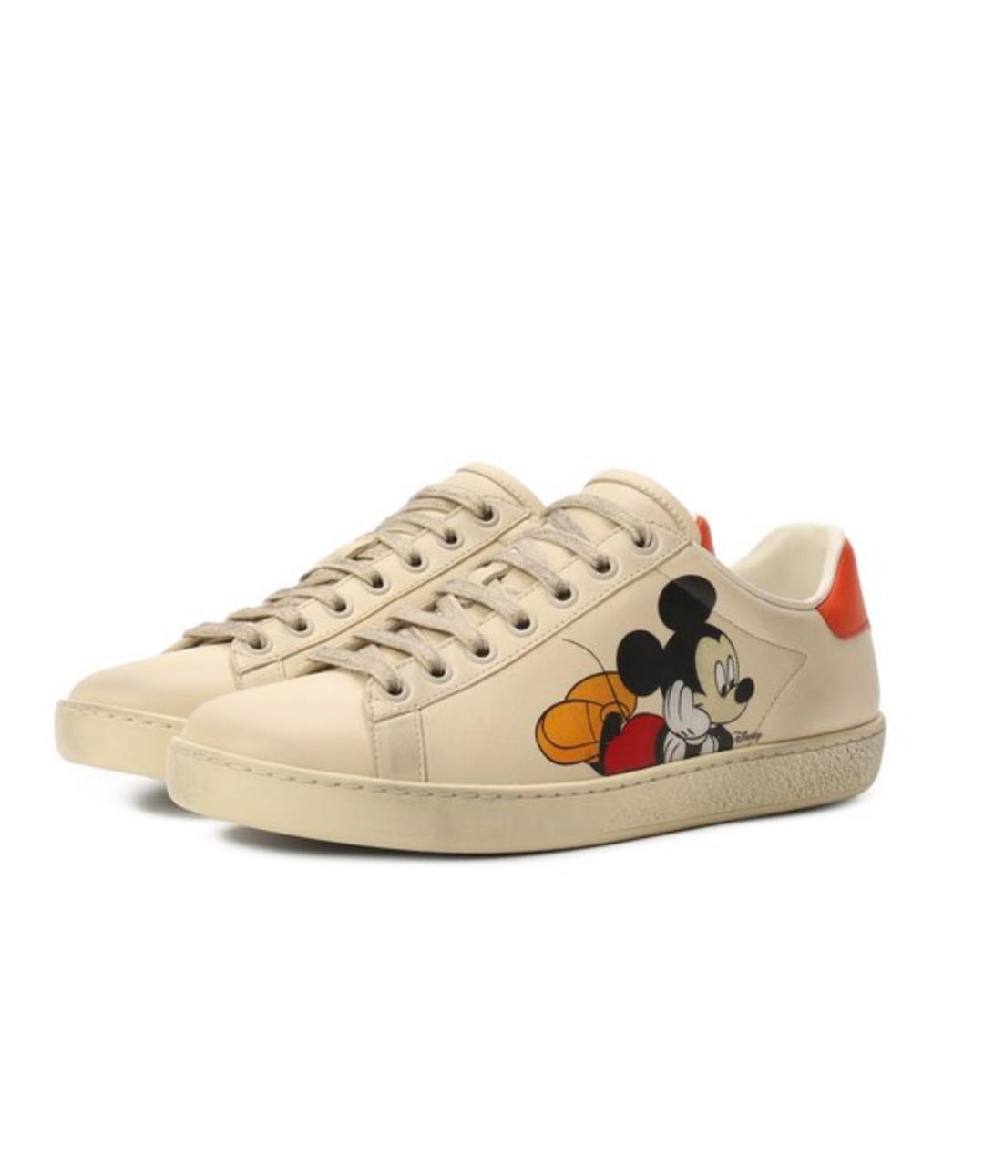 GUCCI Белые кожаные кеды, фото 2