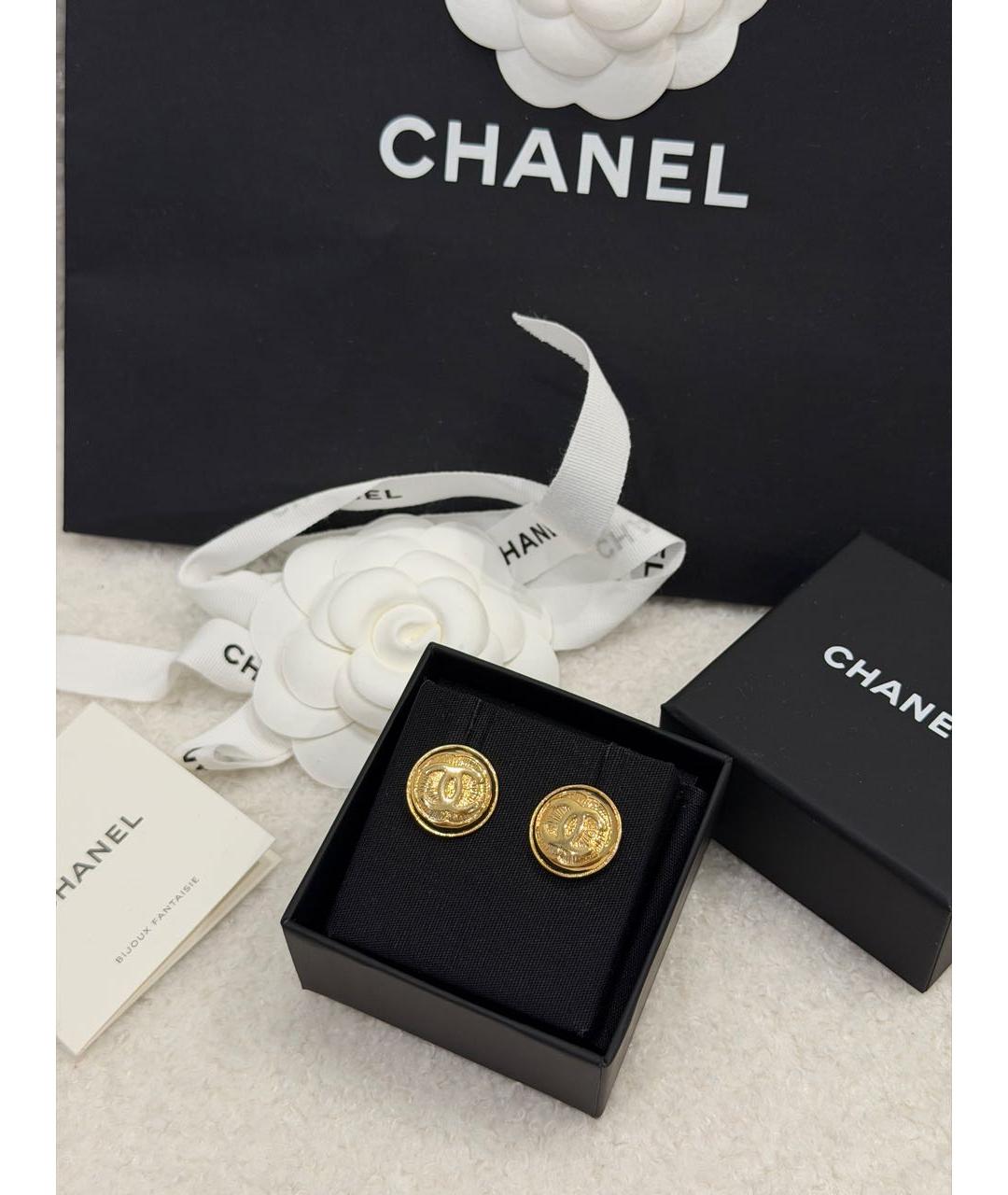 CHANEL Золотые металлические серьги, фото 4