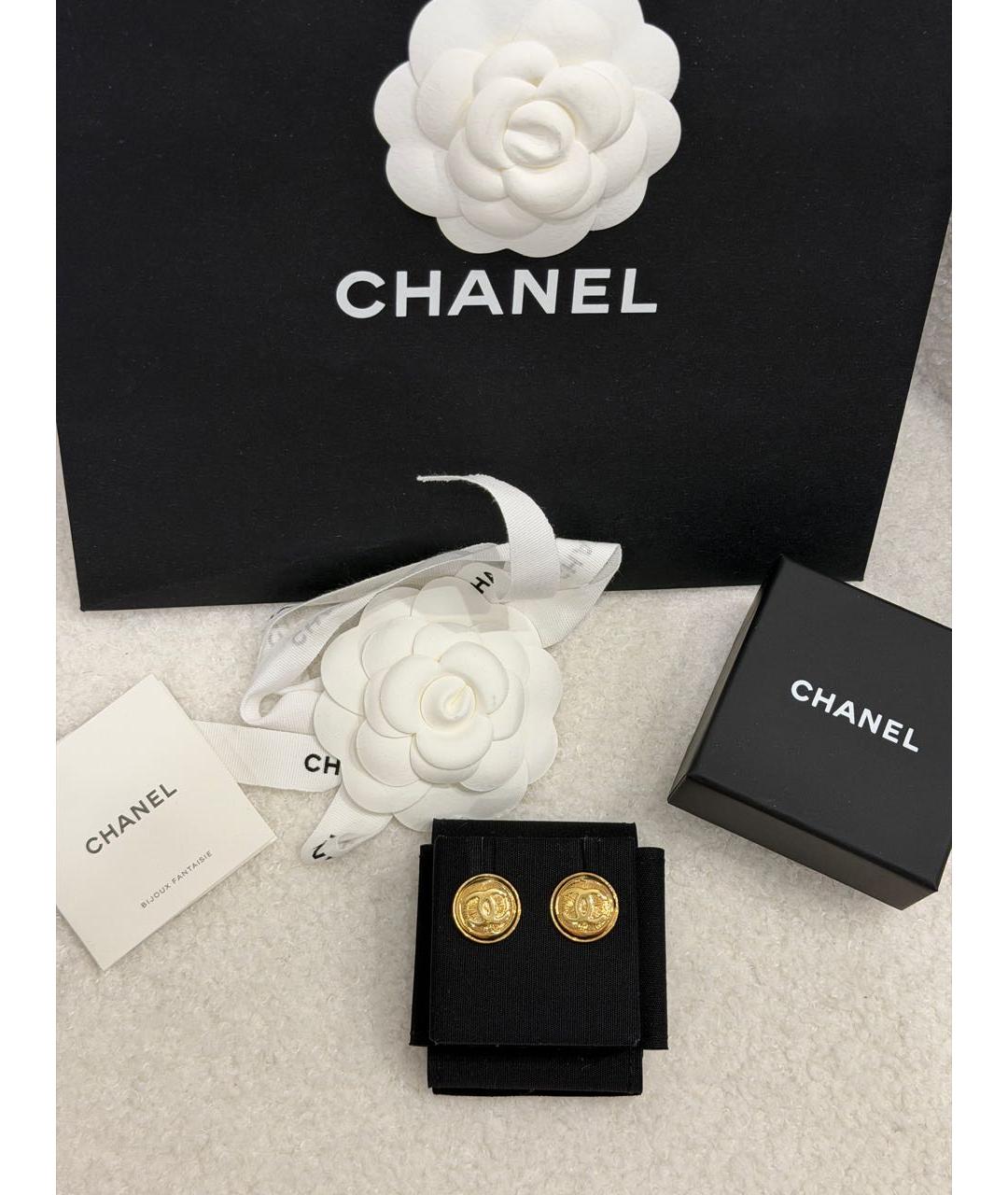 CHANEL Золотые металлические серьги, фото 2