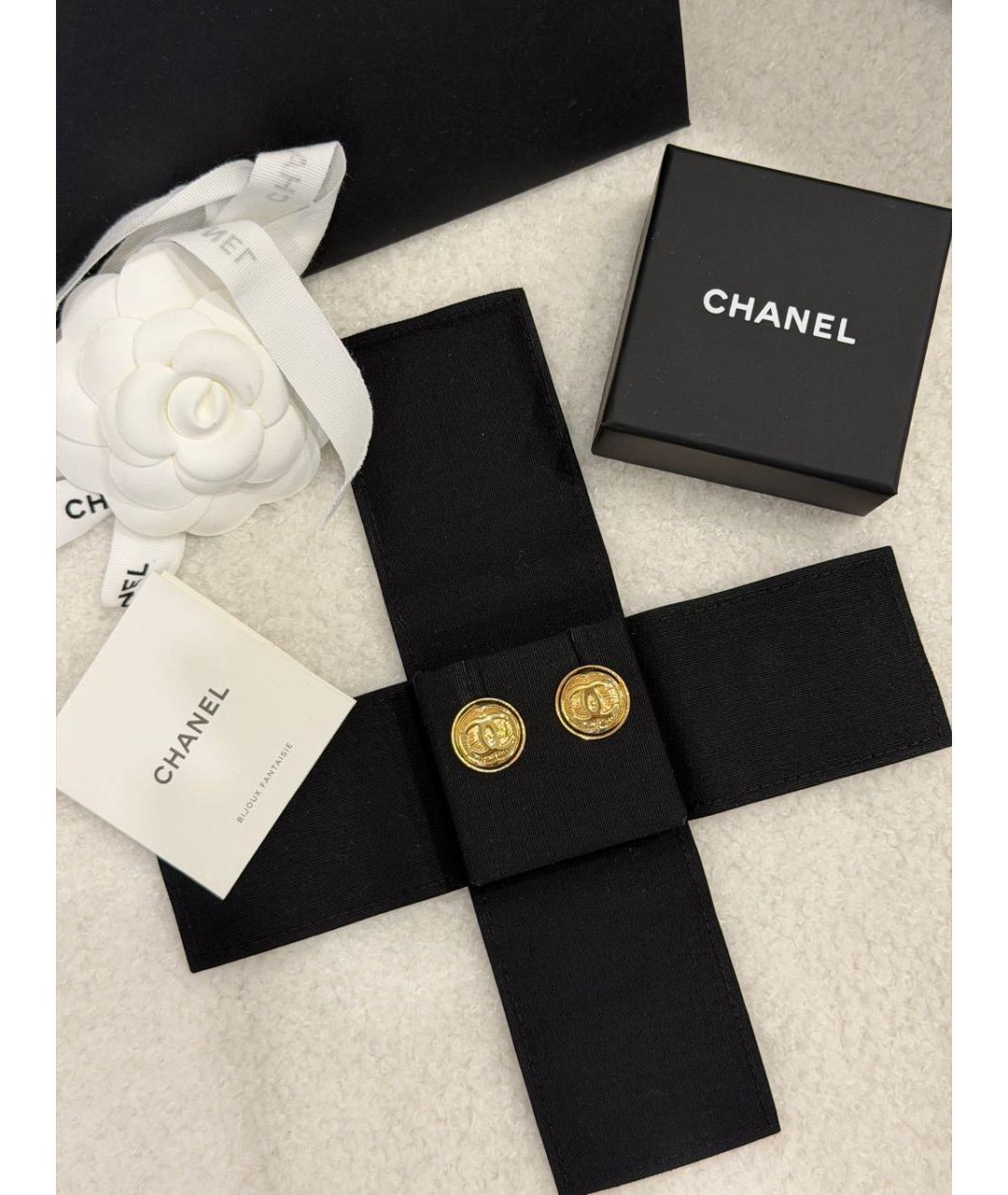 CHANEL Золотые металлические серьги, фото 5