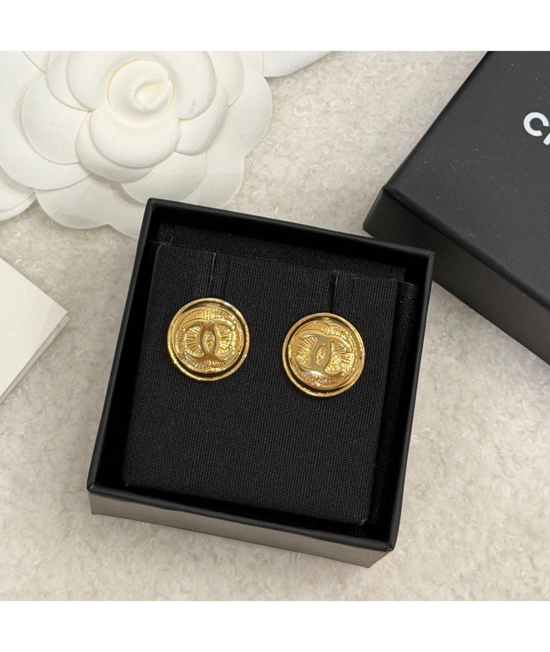 CHANEL Золотые металлические серьги, фото 8