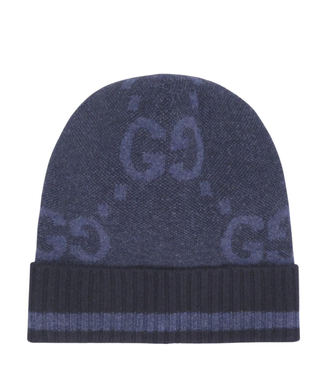 GUCCI Темно-синяя шерстяная шапка, фото 1