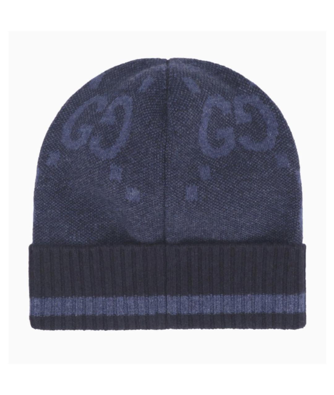 GUCCI Темно-синяя шерстяная шапка, фото 2