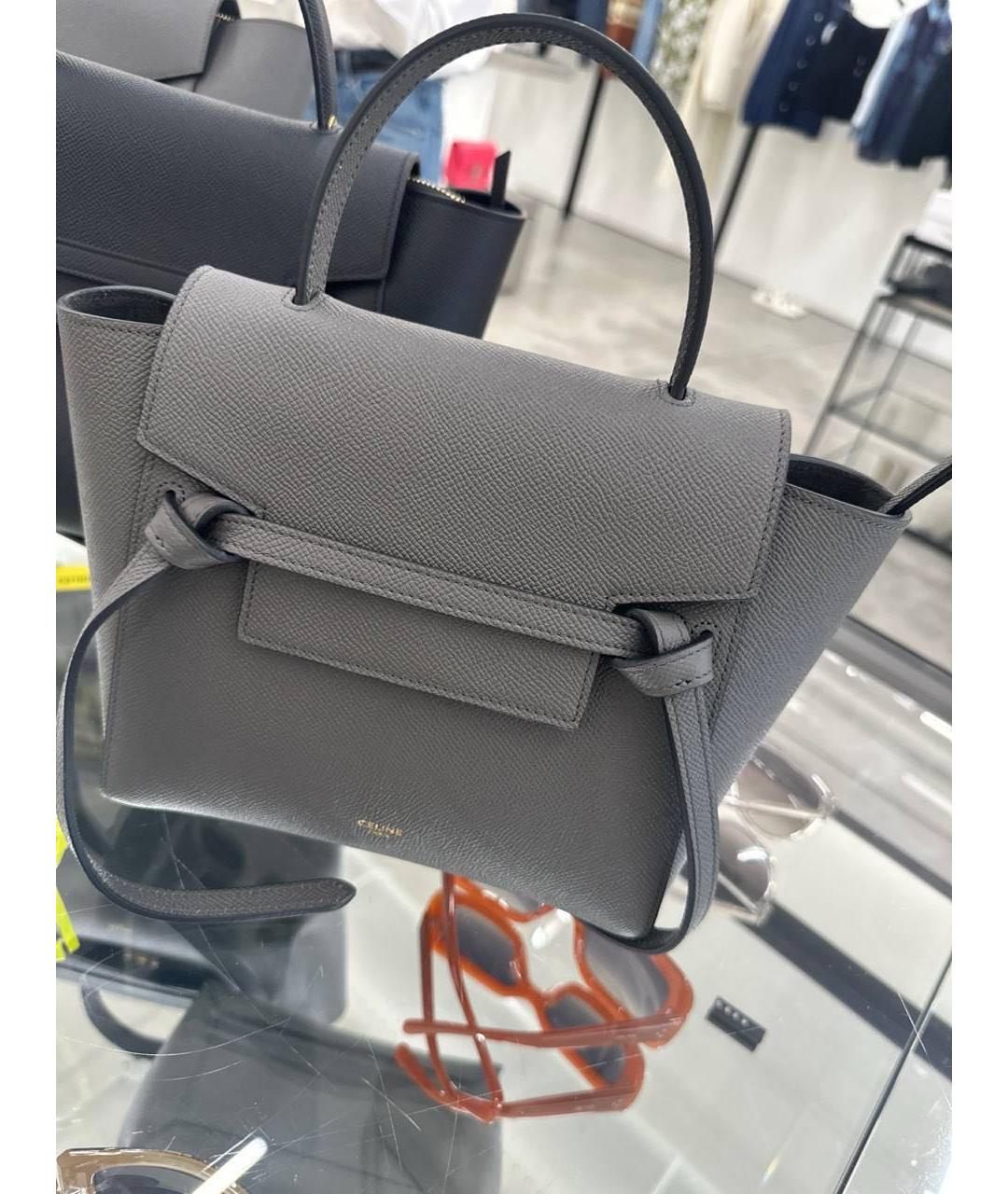 CELINE Антрацитовая кожаная сумка через плечо, фото 2