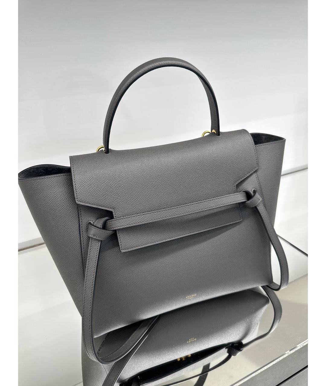CELINE Антрацитовая кожаная сумка через плечо, фото 4