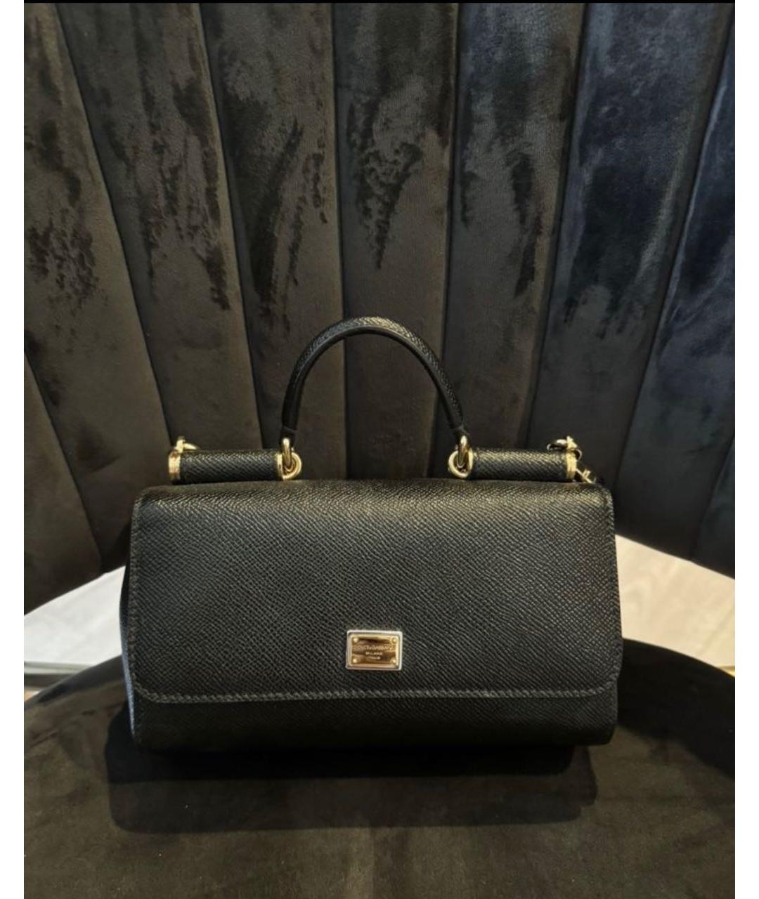 DOLCE&GABBANA Черная кожаная сумка через плечо, фото 9