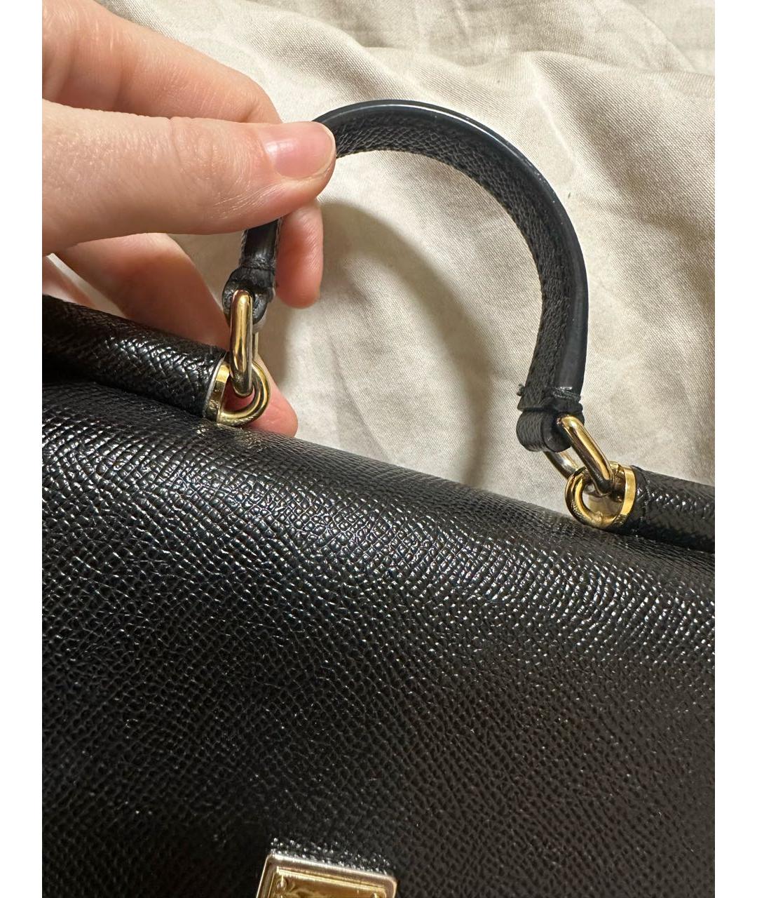 DOLCE&GABBANA Черная кожаная сумка через плечо, фото 2