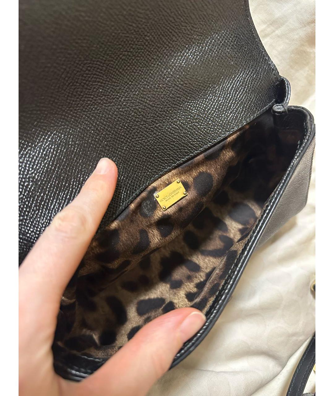 DOLCE&GABBANA Черная кожаная сумка через плечо, фото 6