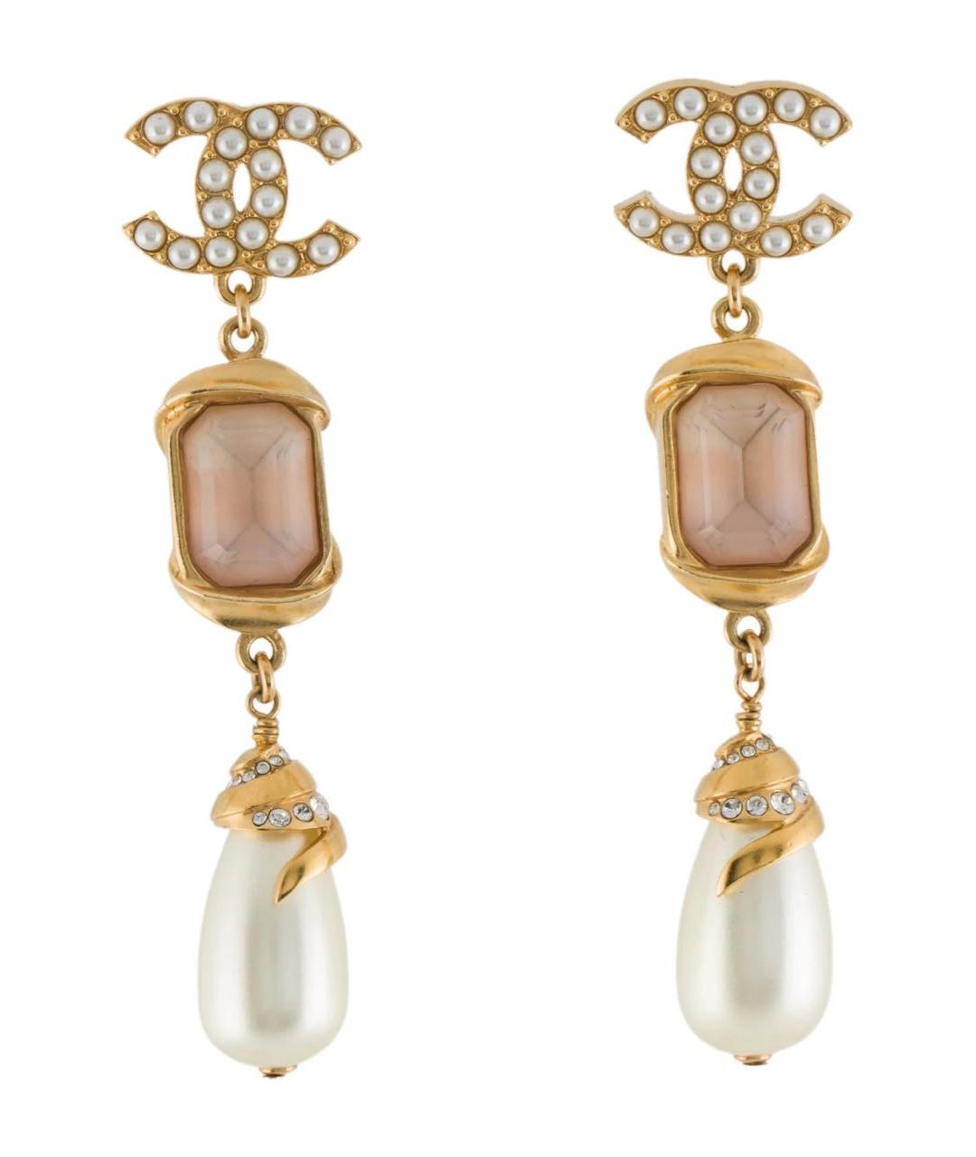 CHANEL Золотые металлические серьги, фото 1