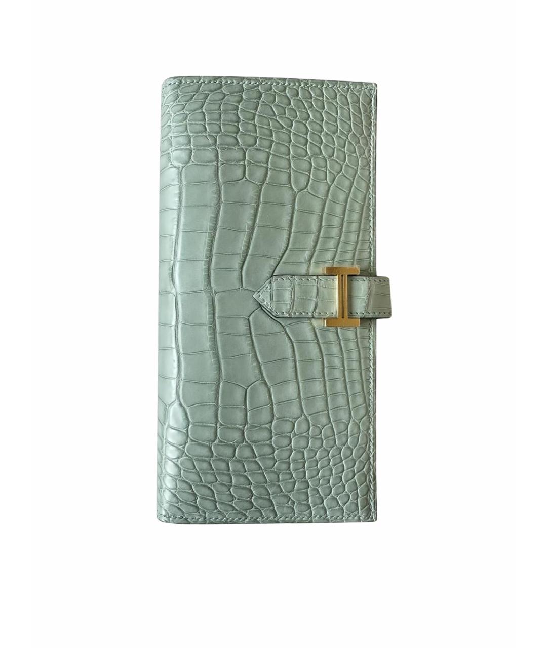 HERMES Салатовый кошелек из экзотической кожи, фото 1