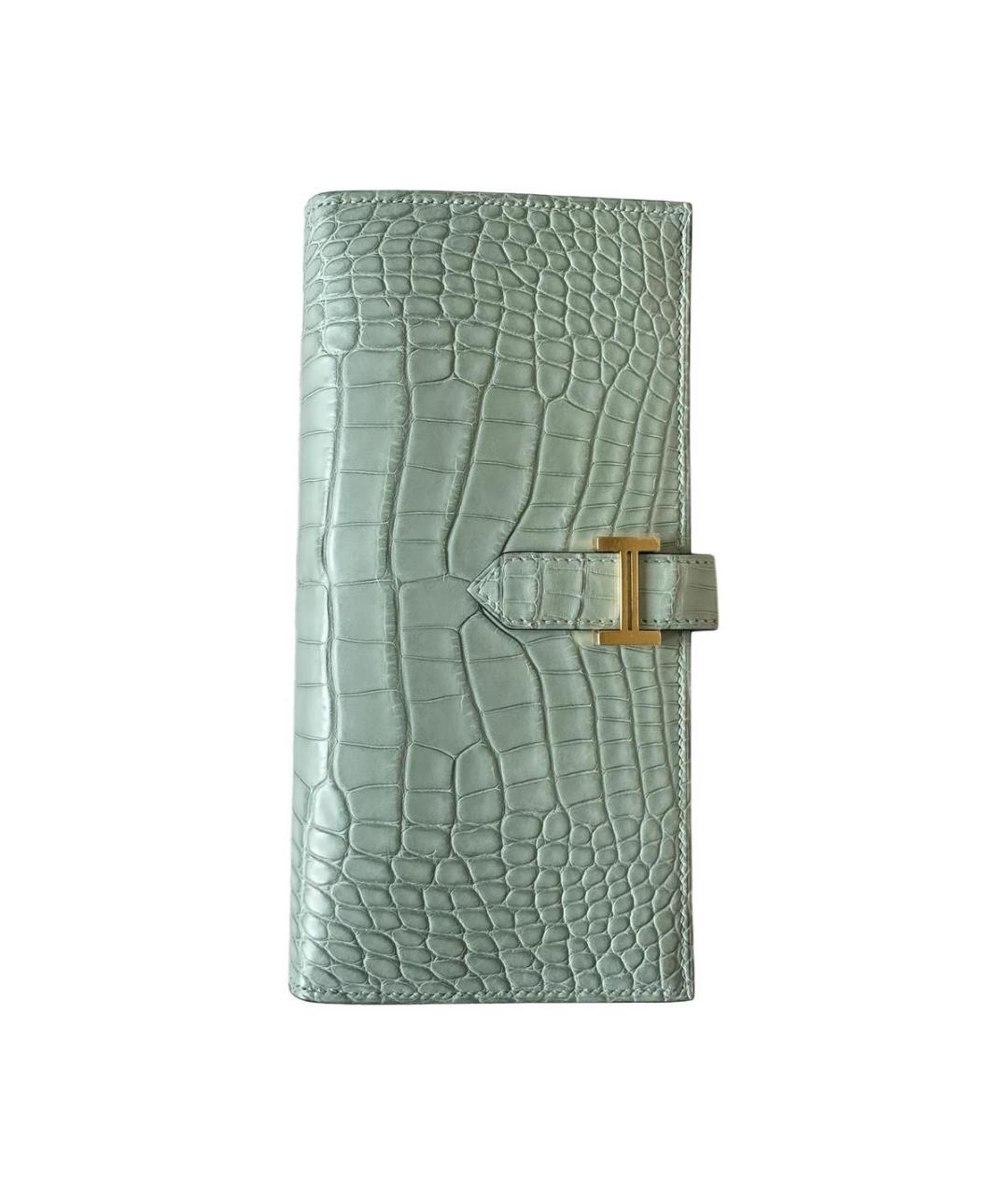 HERMES Салатовый кошелек из экзотической кожи, фото 4