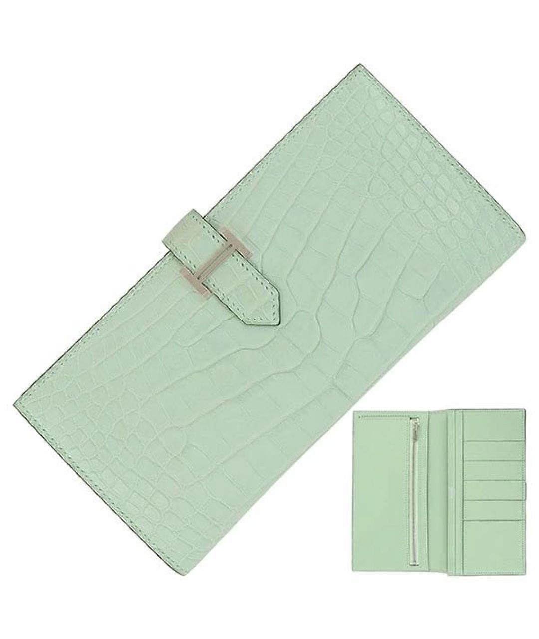 HERMES Салатовый кошелек из экзотической кожи, фото 2