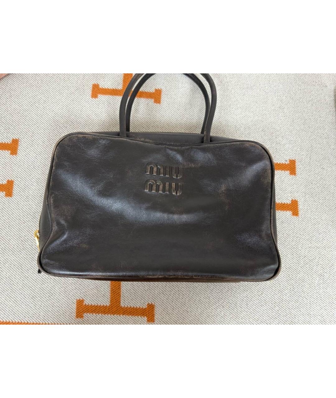 MIU MIU Коричневая кожаная сумка через плечо, фото 2