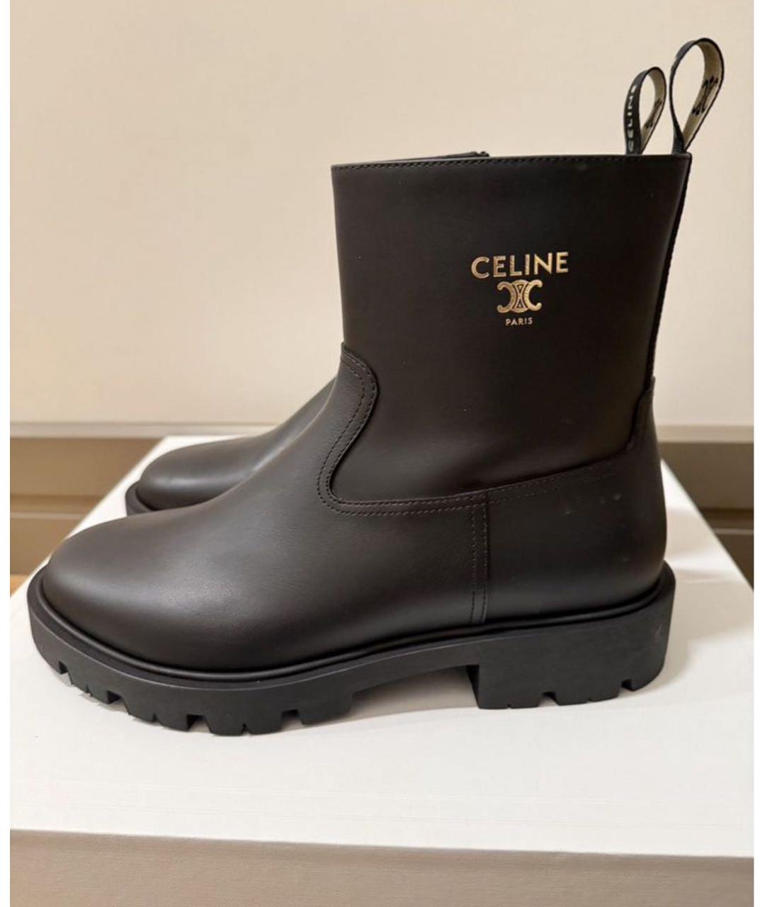 CELINE Черные кожаные ботинки, фото 2