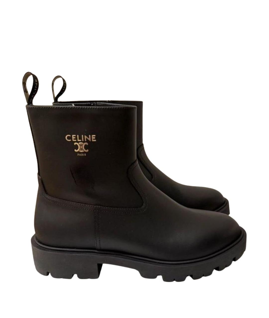 CELINE Черные кожаные ботинки, фото 1
