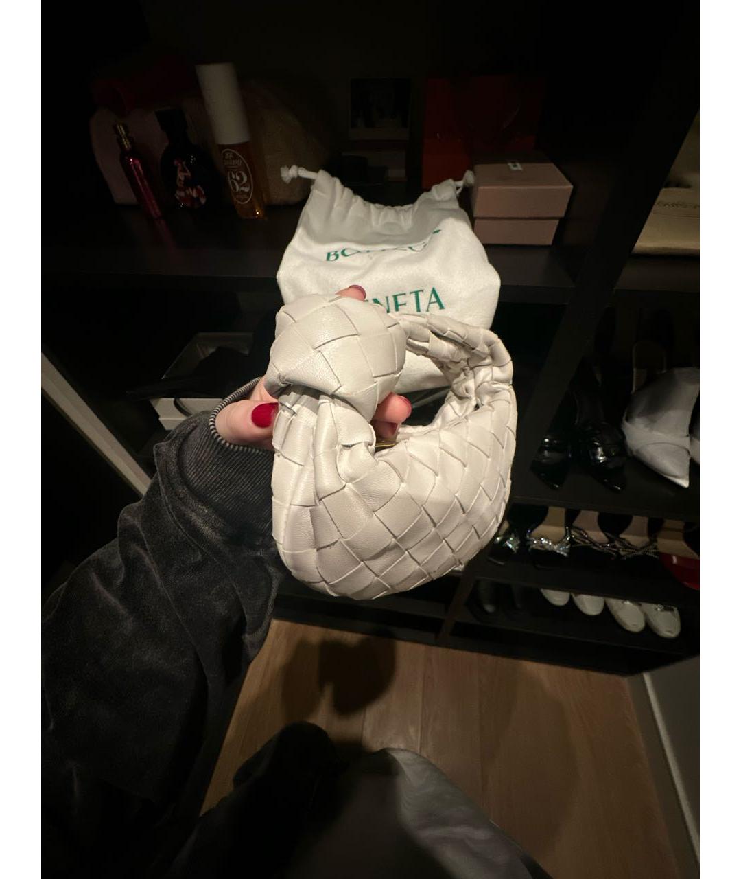 BOTTEGA VENETA Белая кожаная сумка с короткими ручками, фото 2