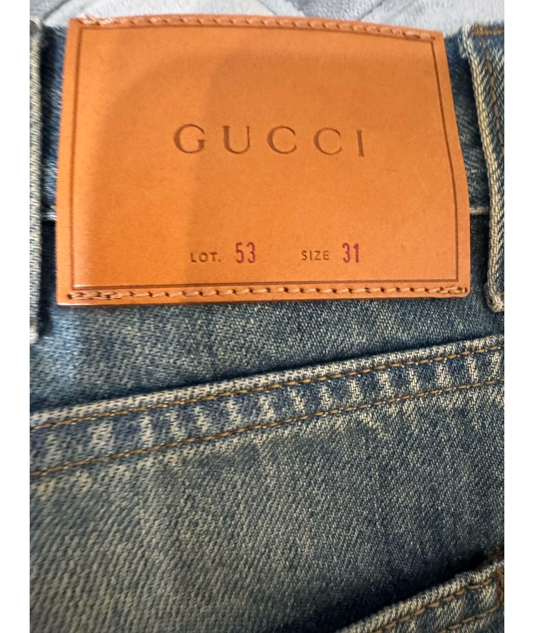 GUCCI Синие хлопковые прямые джинсы, фото 3