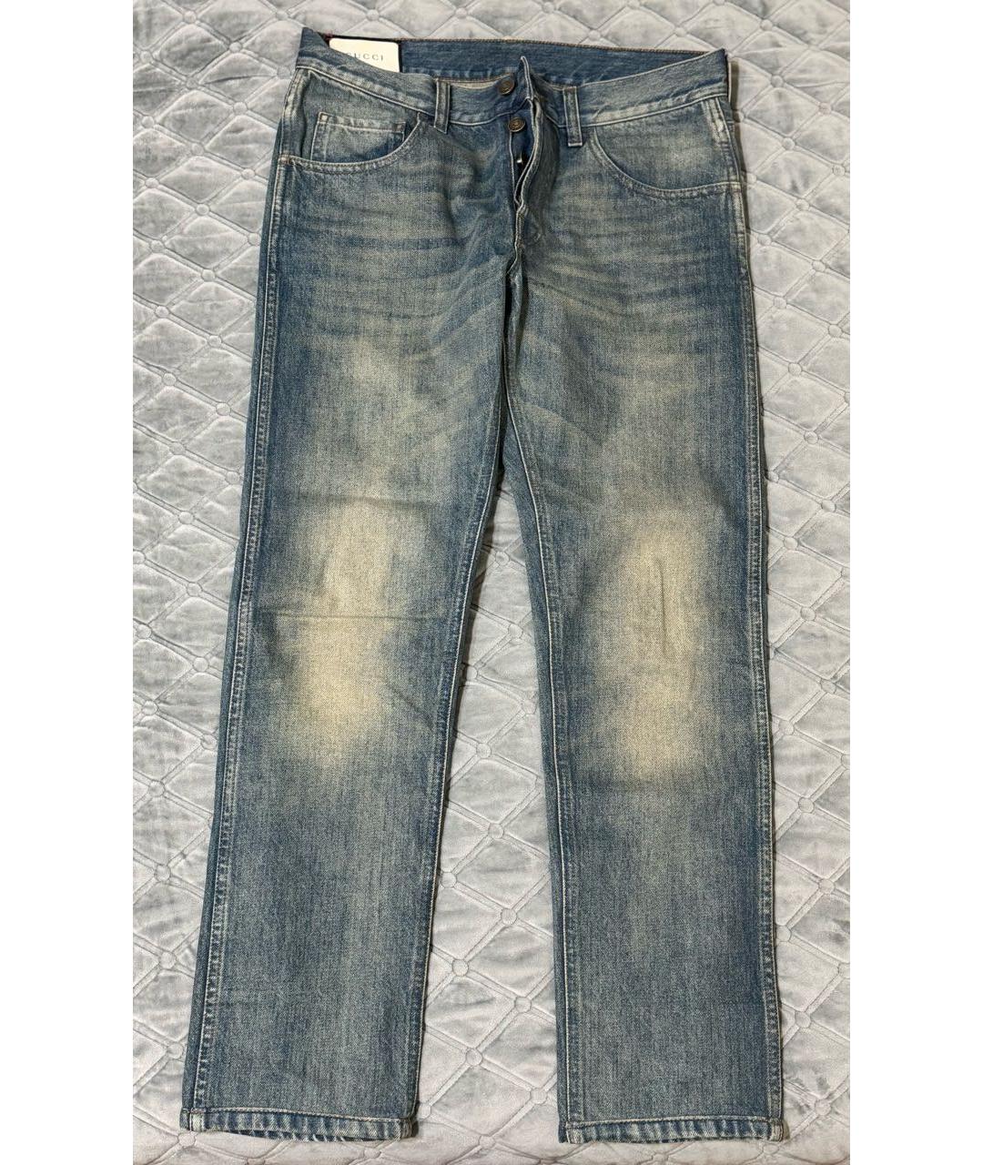GUCCI Синие хлопковые прямые джинсы, фото 6