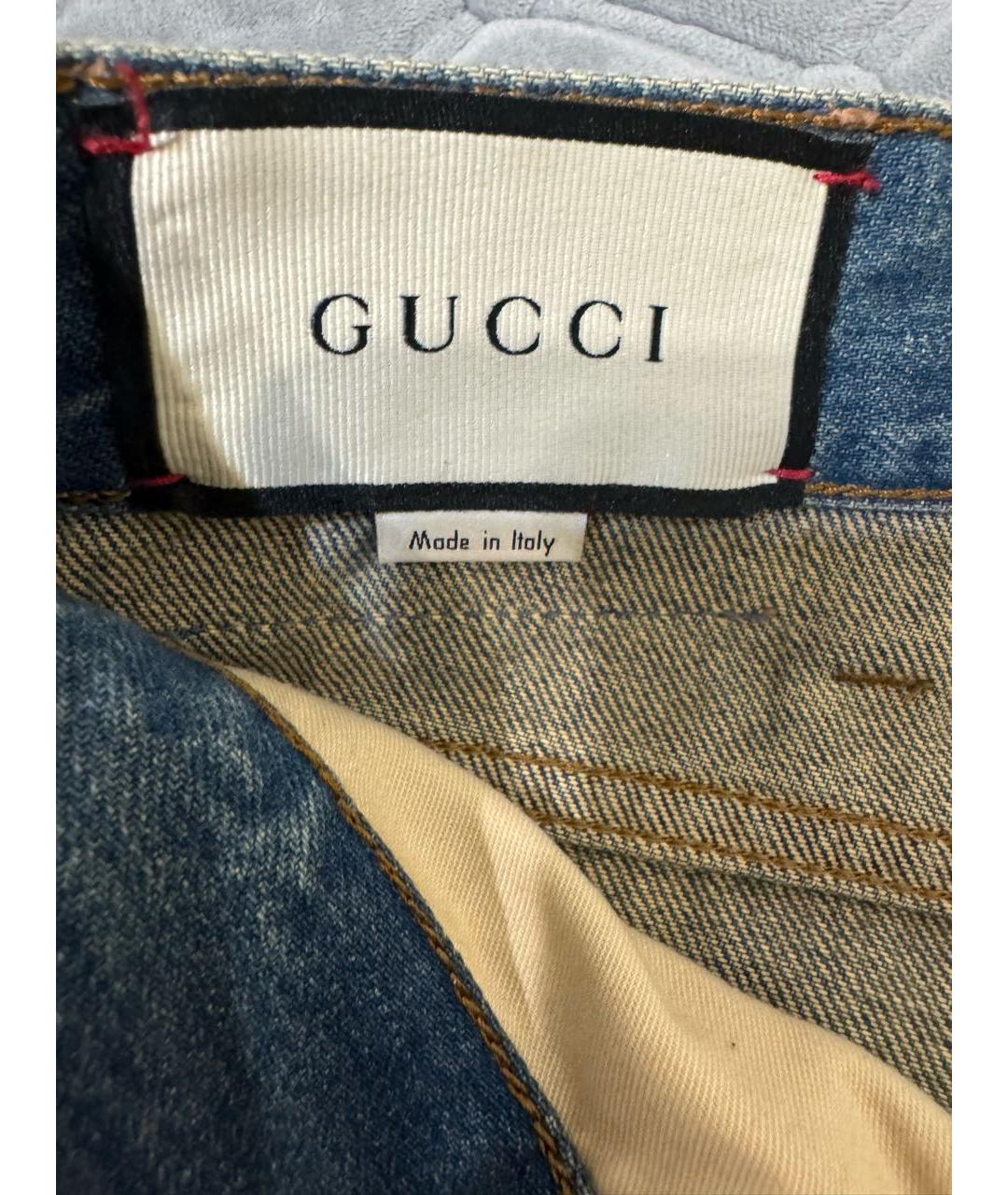 GUCCI Синие хлопковые прямые джинсы, фото 4