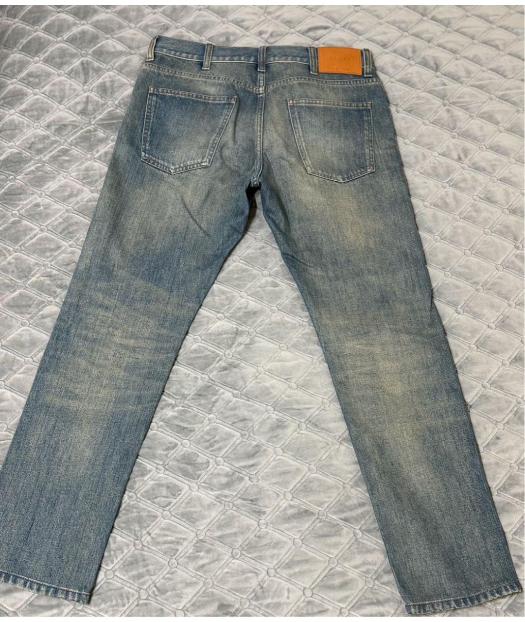 GUCCI Синие хлопковые прямые джинсы, фото 2