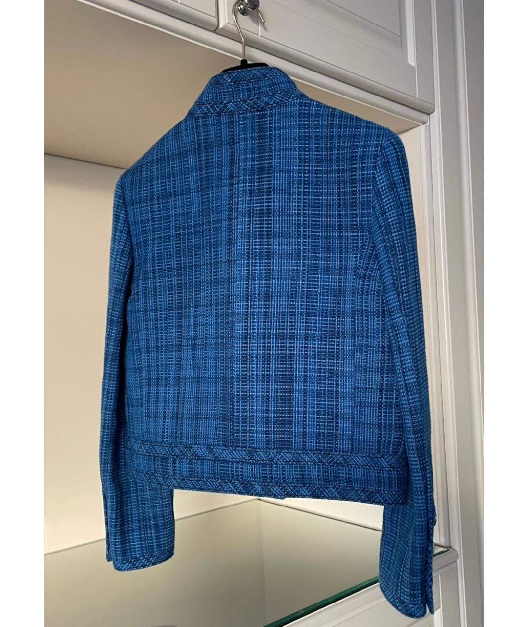 CHANEL Синий твидовый жакет/пиджак, фото 3