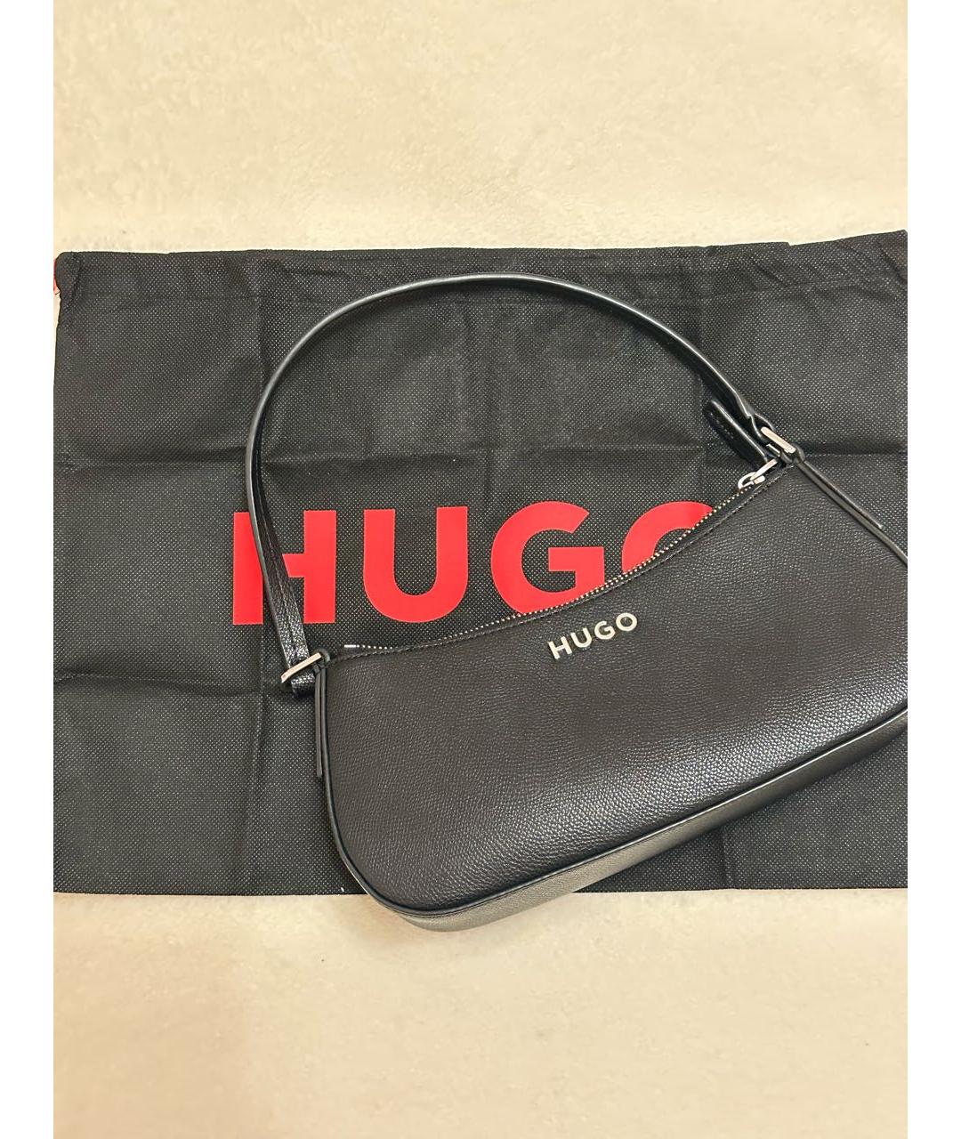 HUGO Черная сумка с короткими ручками из искусственной кожи, фото 6