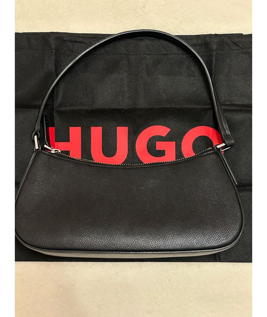 HUGO Черная сумка с короткими ручками из искусственной кожи, фото 7