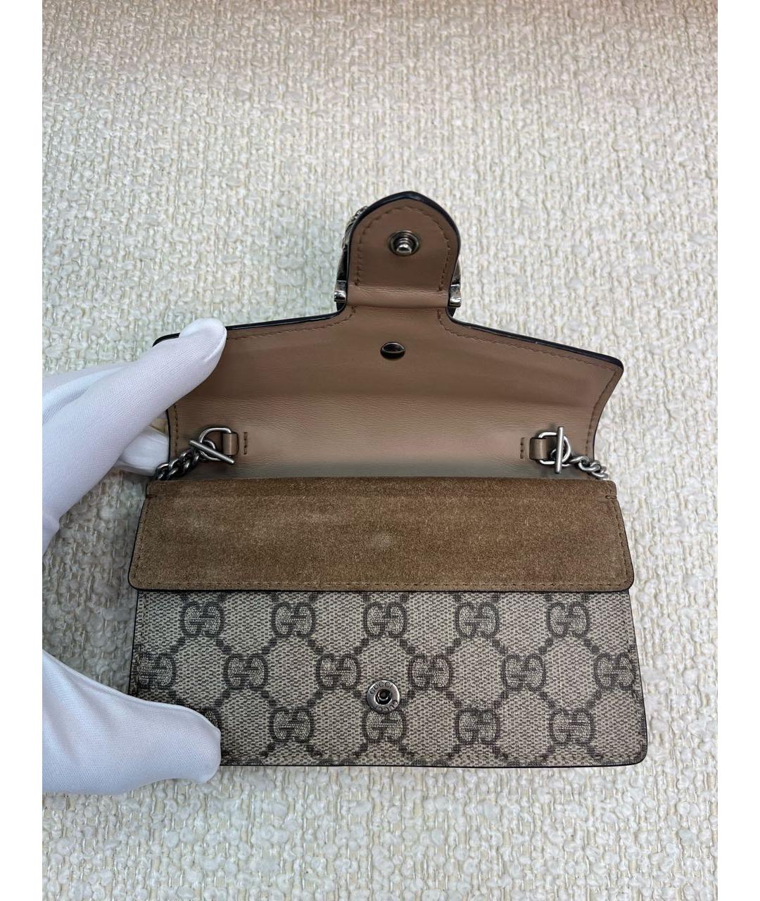 GUCCI Бежевая кожаная сумка через плечо, фото 6