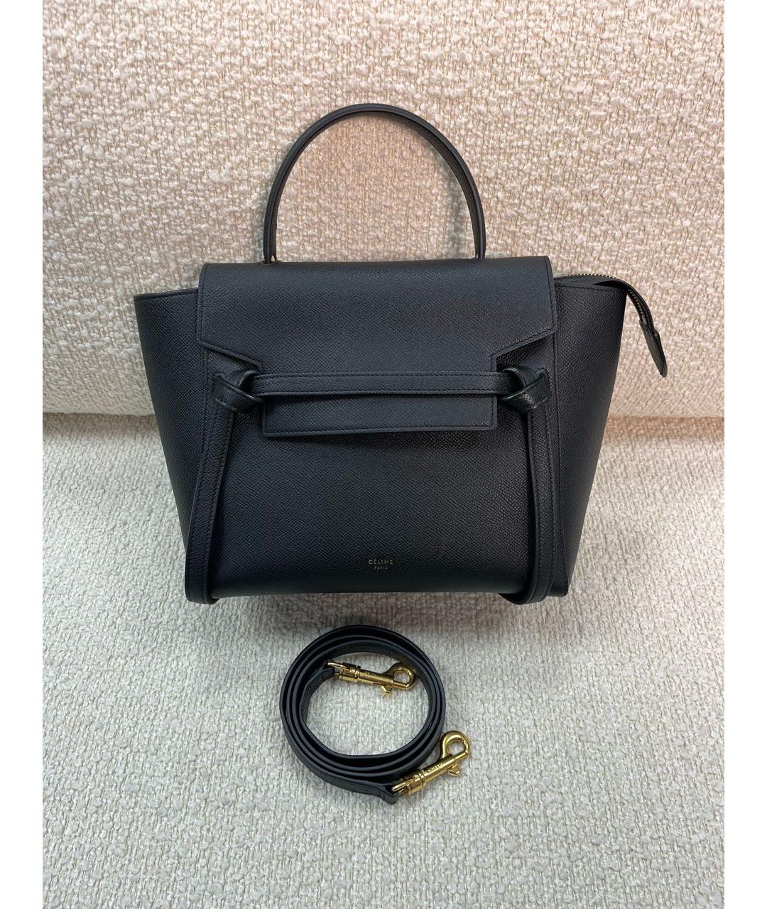 CELINE Черная кожаная сумка с короткими ручками, фото 6