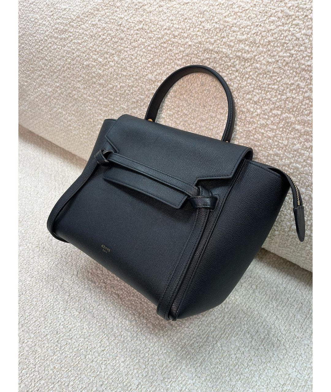 CELINE Черная кожаная сумка с короткими ручками, фото 5